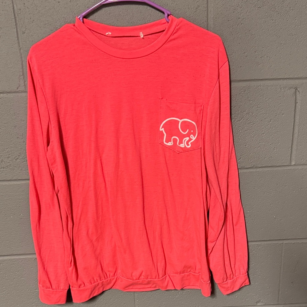 Ivory Ella Coral Long Sleeve Tee with Elephant Design